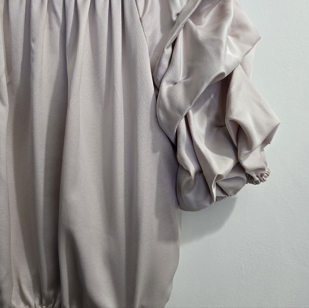 ☆ MSK Taupe Shimmer Off the Shoulder Puff Sleeve Top size L - Picture 7 of 14